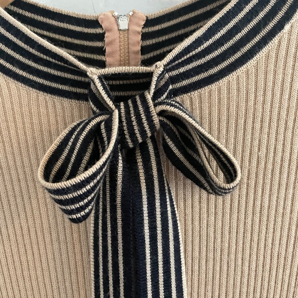 Vintage 60s 70s Knit Midi dress Concelli Academia Varsity Tie-front Blokecore 12 - Picture 7 of 13